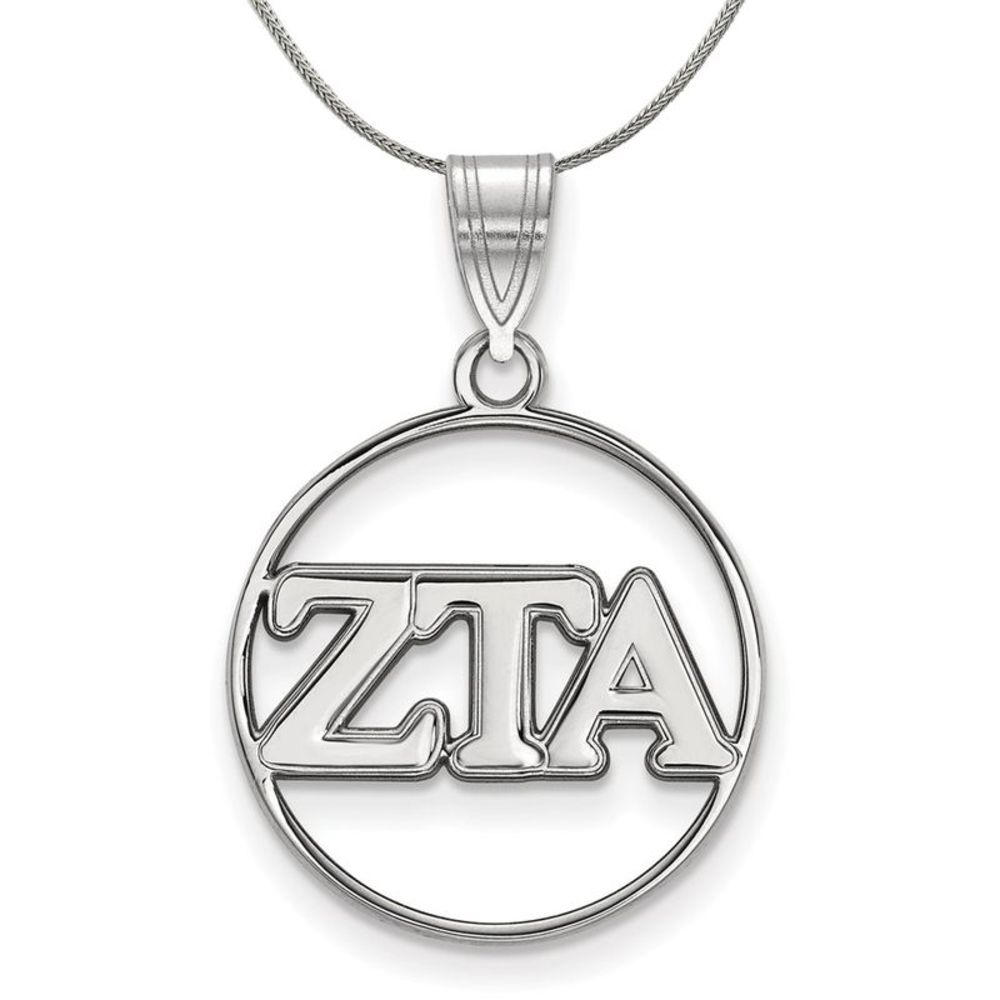 Sterling Silver Zeta Tau Alpha Medium Circle Greek Necklace - 20 Inch